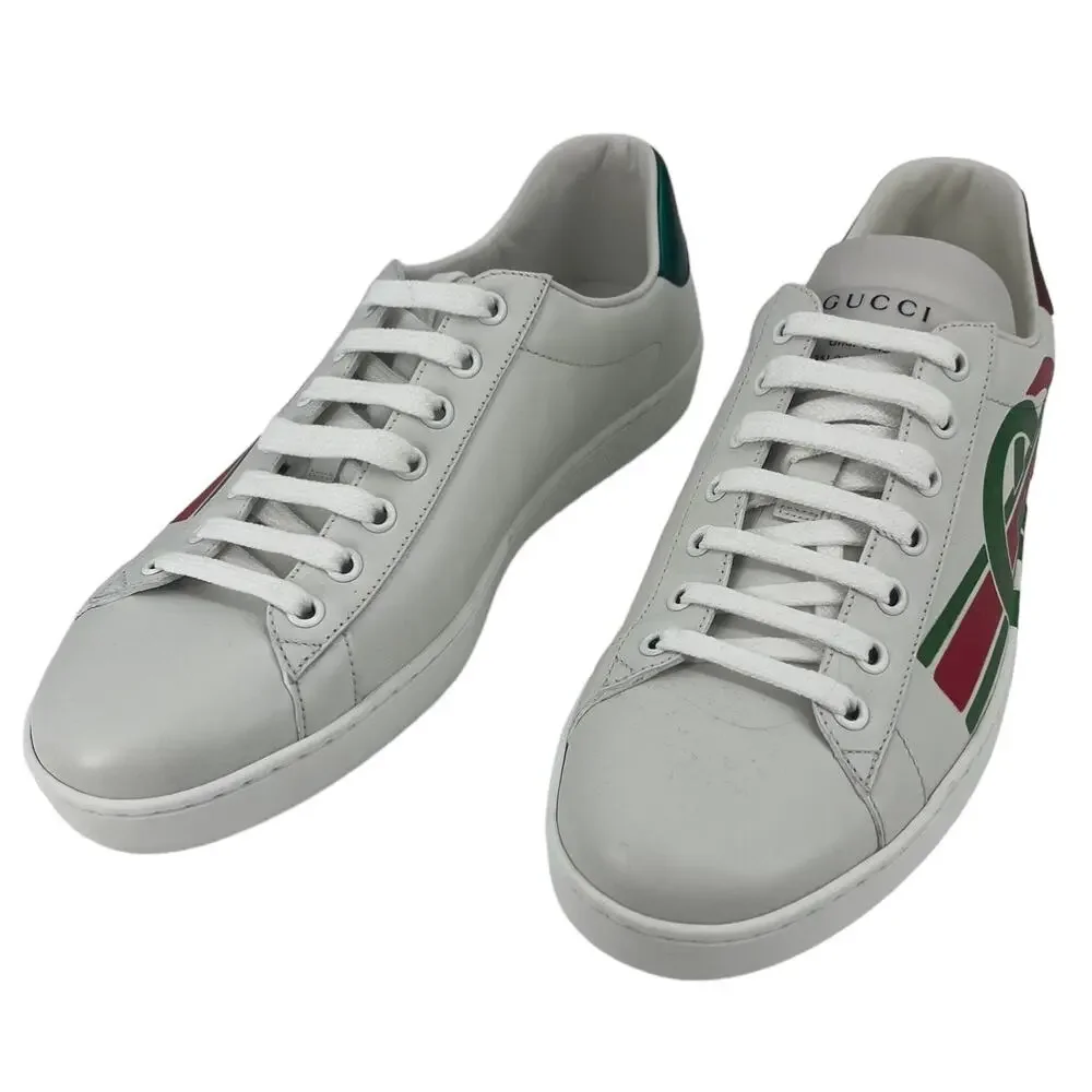 Gucci Ace Sneakers Men’s 7 White Metallic Leather Interlocking G New with Box - Picture 8 of 12